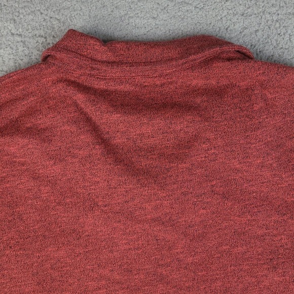 Guess Polo Shirt Mens Large Red Heathered Faux Leather Pocket Collared V-Neck - Picture 8 of 13